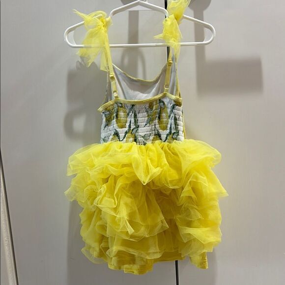 Posh Peanut Limoncello Yellow Lemon Print Dress with Ruffled Skirt - Picture 2 of 4